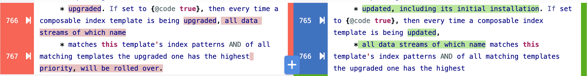 Rich Diff update operation example